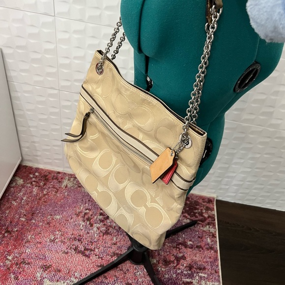 Tan Coach Allover Logo Shoulder Bag - Picture 2 of 9